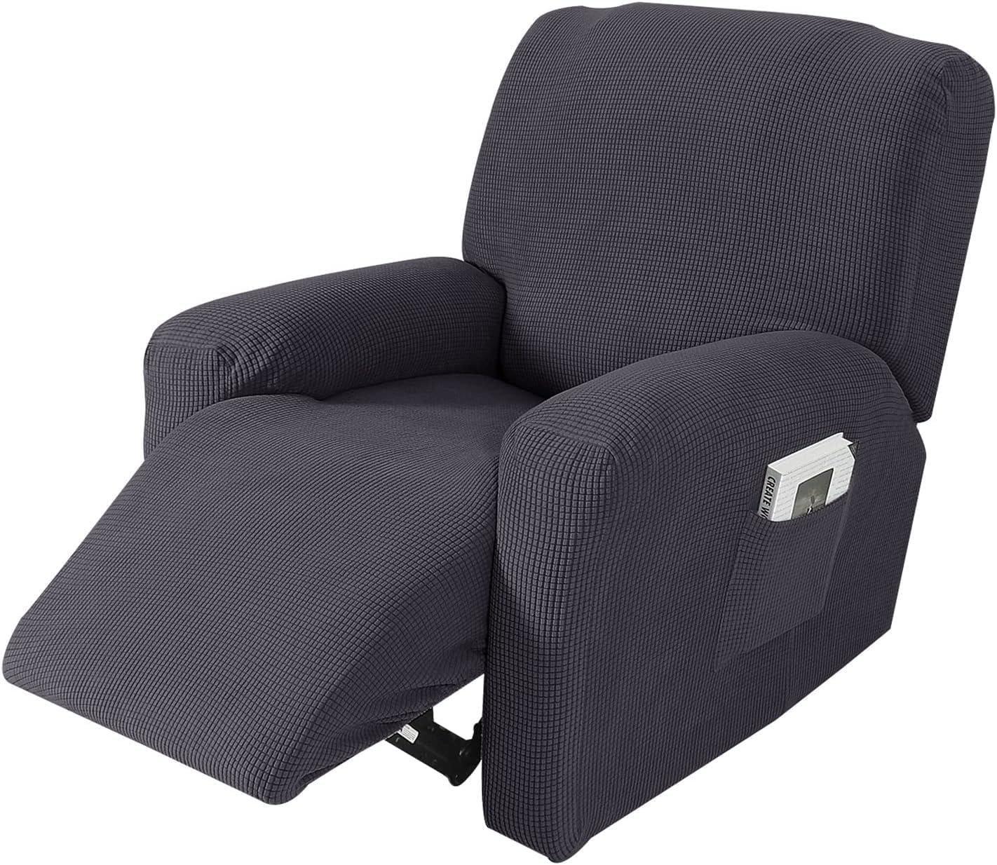 Recliner Chair Cover 4 Piece,Polyester Stretch Recliner Slipcover,Furniture Protector (K)
