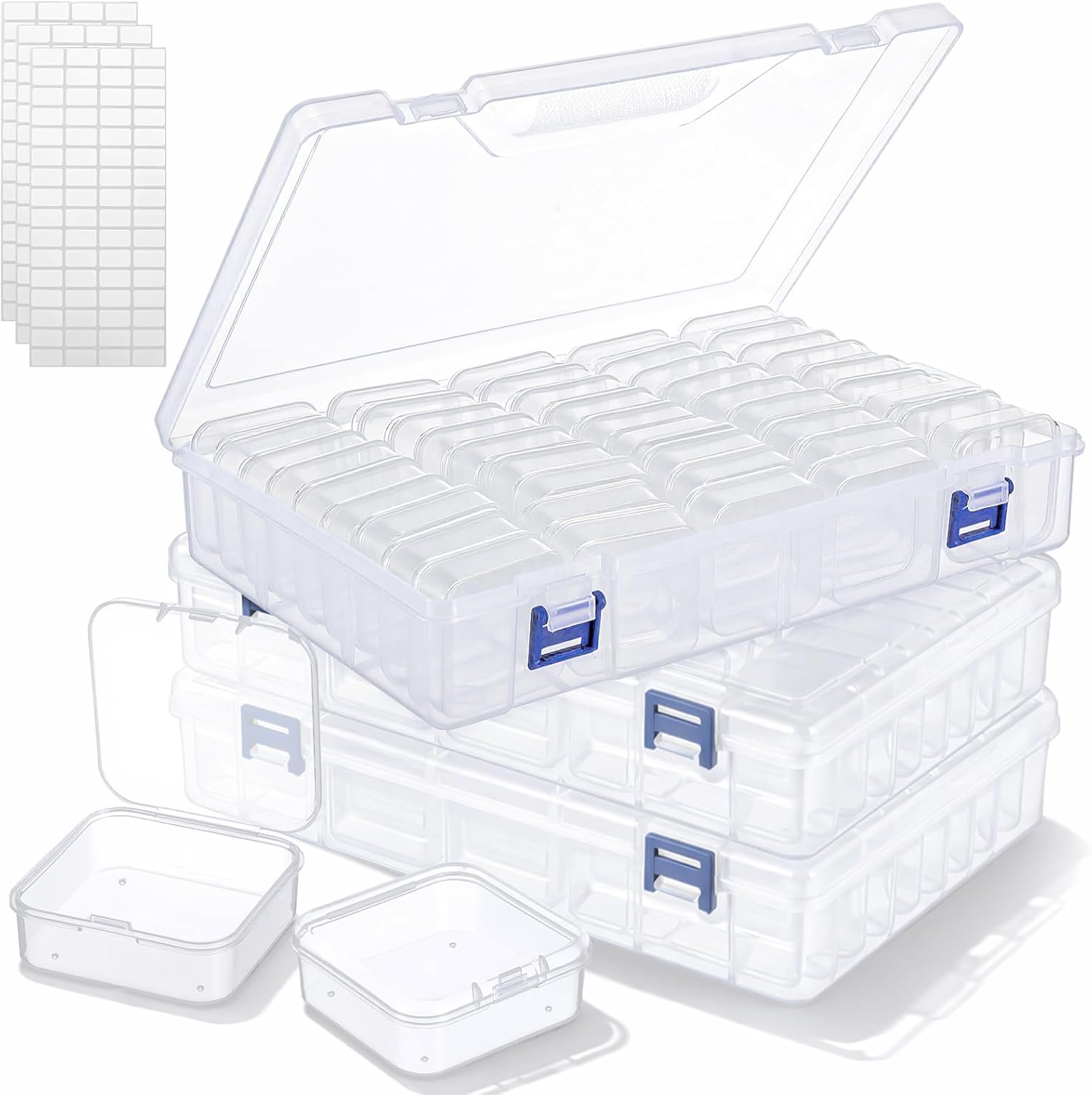 Bead Organizer Box, 138Pcs Bead Organizers and Storage Plastic Cases, Mini Clear Beads Storage Containers Boxes with Hinged Lid for Seed, Jewelry, DIY Craft