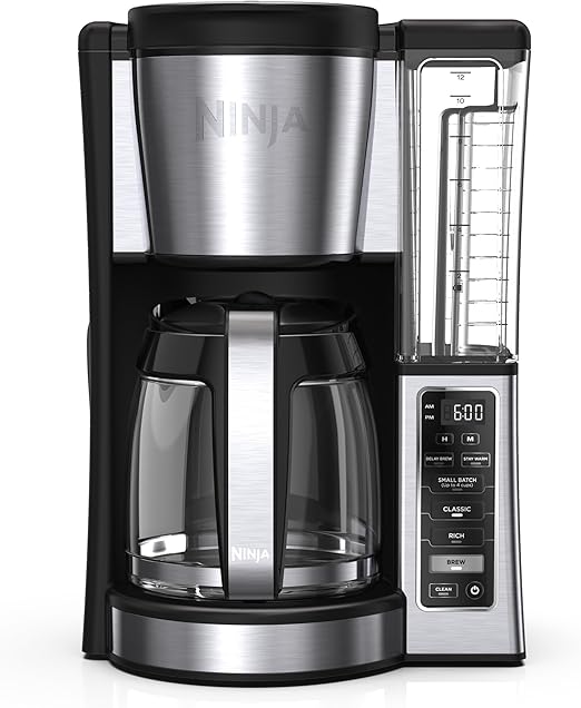 Ninja 12 Cup Programmable Coffee Maker with Classic and Rich Brews, 60 oz. Water Reservoir, and Thermal Flavor Extraction (CE250), Black/Stainless Steel
