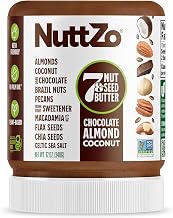 NuttZo Keto Chocolate Almond Coconut 7 Nut and Seed Butter, Almonds Coconut Brazil Nuts Pecans and More, Dark Chocolate Keto-Friendly, No Added Oil, Non GMO, 2g Net Carbs, 12 oz