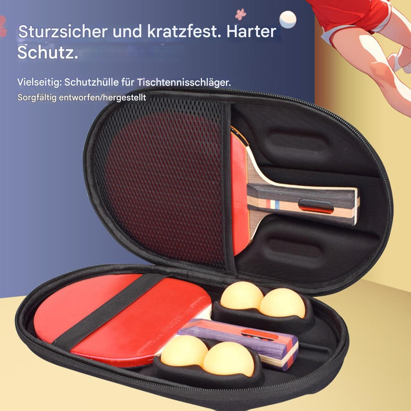 Generisch Maletín de pádel de Pong, Caja de Tenis de Mesa - Organizador de Tenis de Mesa | Protección Dura a Prueba de Polvo Funda portátil para Accesorios Equipamiento Deportes Gimnasio Viaje al