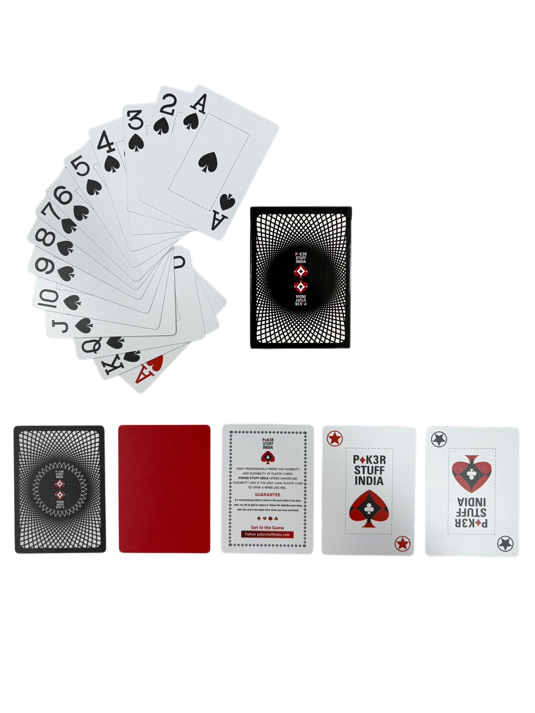 POK3R STUFF INDIA PSI Plastic Playing Cards for Casino Gaming -Washable Teen Patti Cards, Black