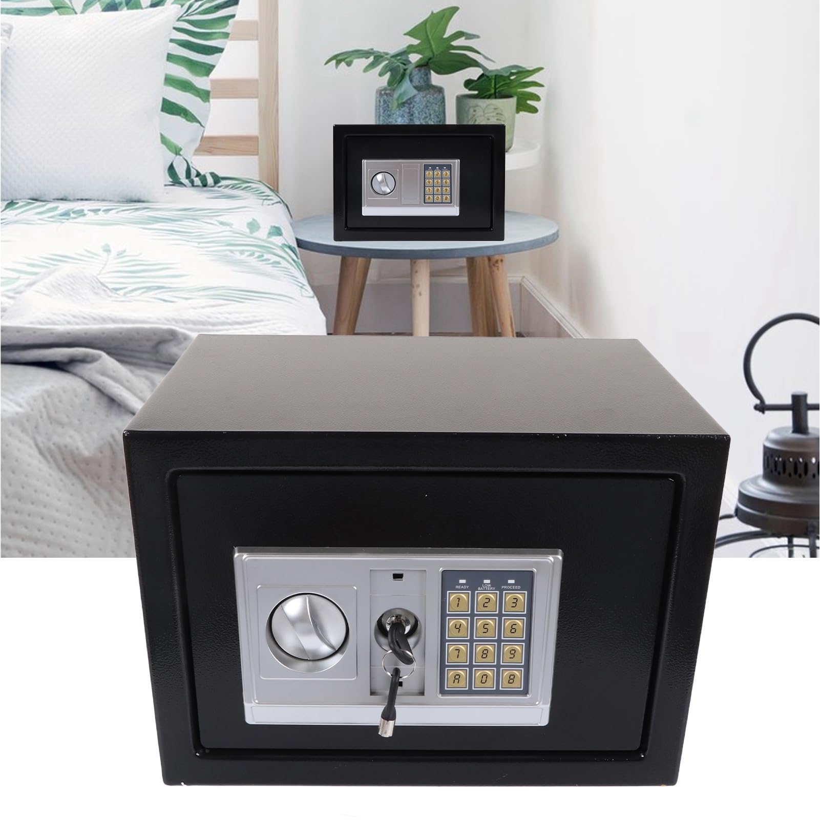 Electronic Safe Box Password Security Box/Cover High-Curity Home Cabinet für Wertsachen, Schmuck, Rechnungen und Dokumente, Schwarz