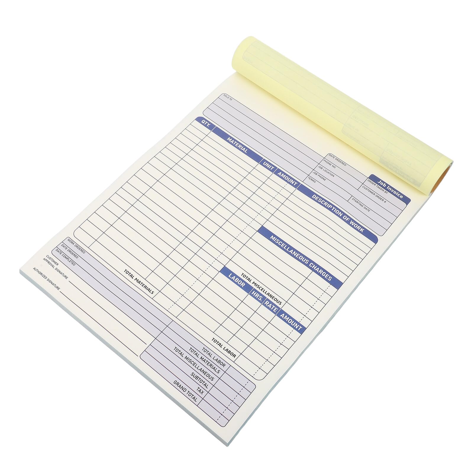 Arbeitsauftragsbuch aus Kopierpapier für Kleinunternehmen
