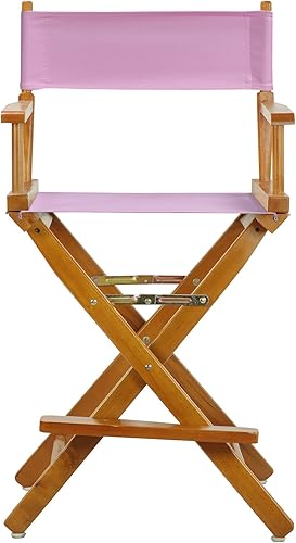 Miniatura 4 de Casual Home 220-05021-22 - Silla de director de 24 in, marco de roble miel, con lona color rosa, altura de mostrador