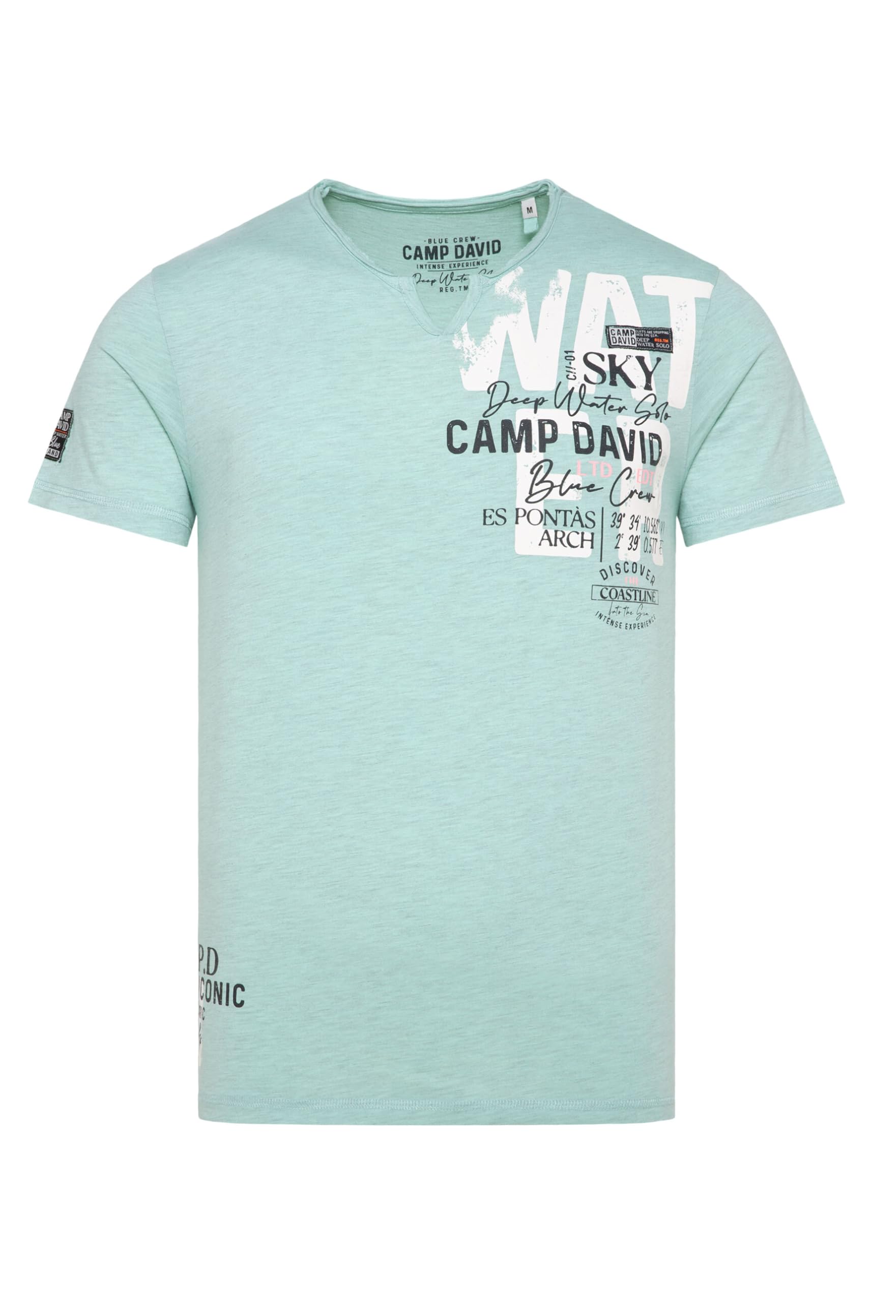 Camp David Camiseta para hombre con aspecto desgastado con estampados