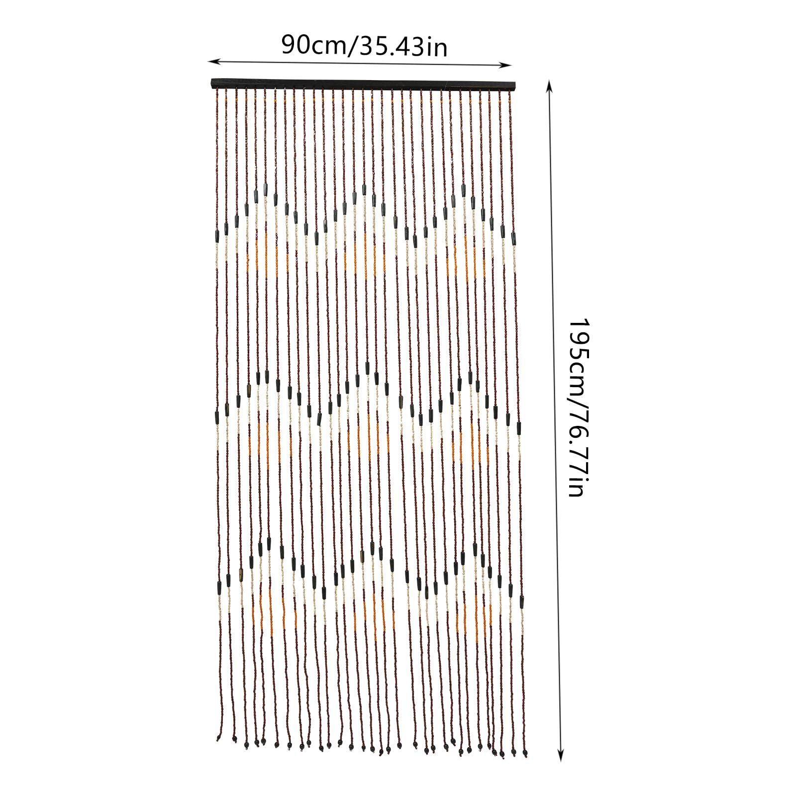 Rideau de perles en bois de bambou - 90 x 195 cm - Ouverture de porte - Rideau décoratif - Convient pour vérandas, couloirs et entrées de chambre
