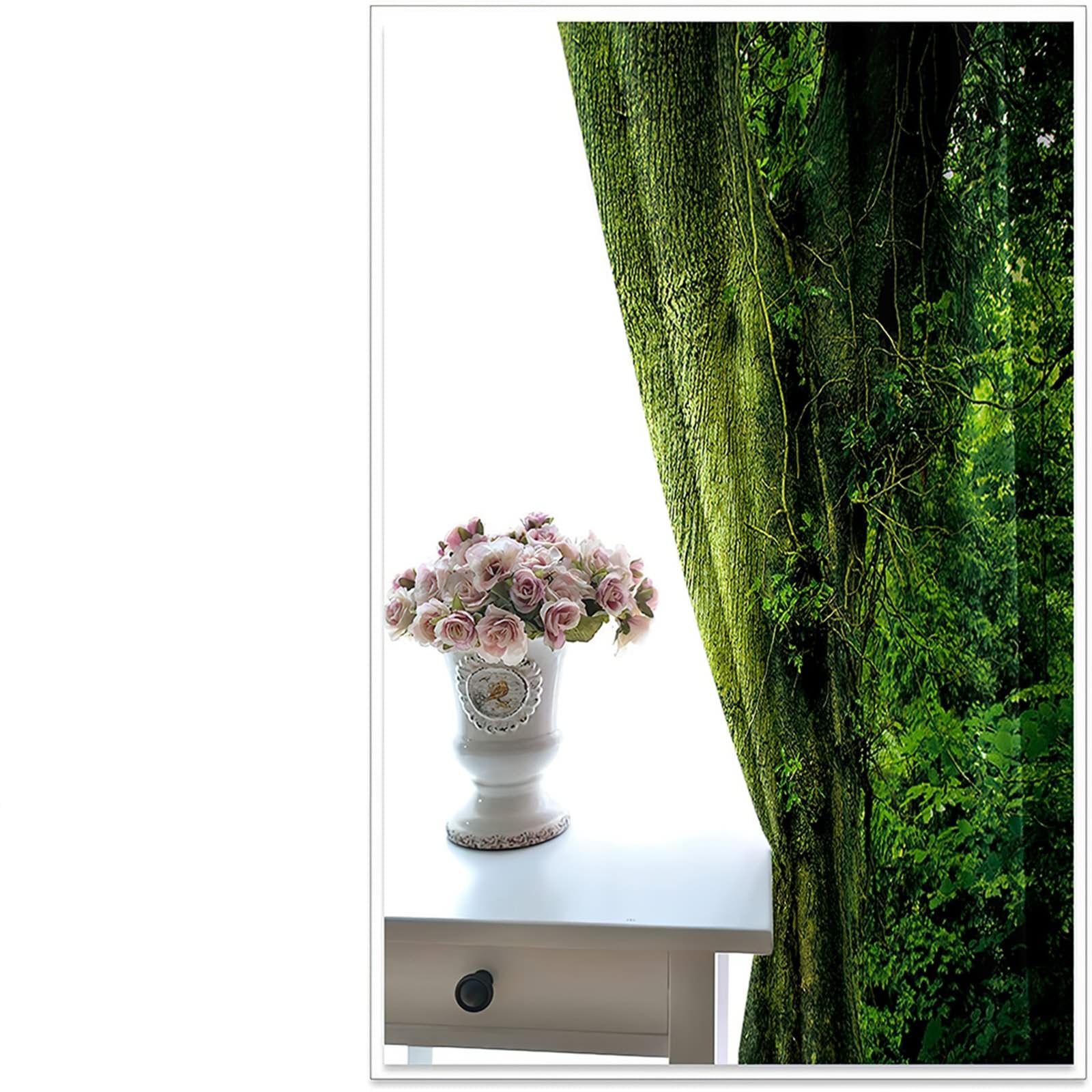 Gualiy Lot de 2 Rideau Salon, Rideaux Occultant Isolant Thermique Arbres Paysage Nature Rideau Vert 214x274cm