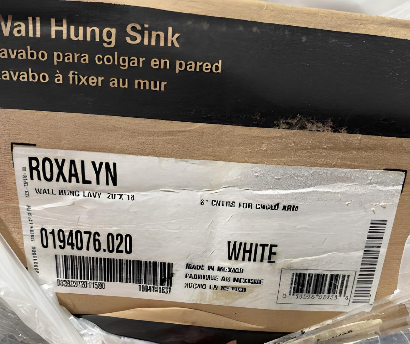 Wall-Mount Bathroom Sink – Durable Vitreous China, 3-Hole (8” Widespread) Faucet + Drain Hole, Modern Rectangular Design, White (Rectangular 3 Hole Sink)