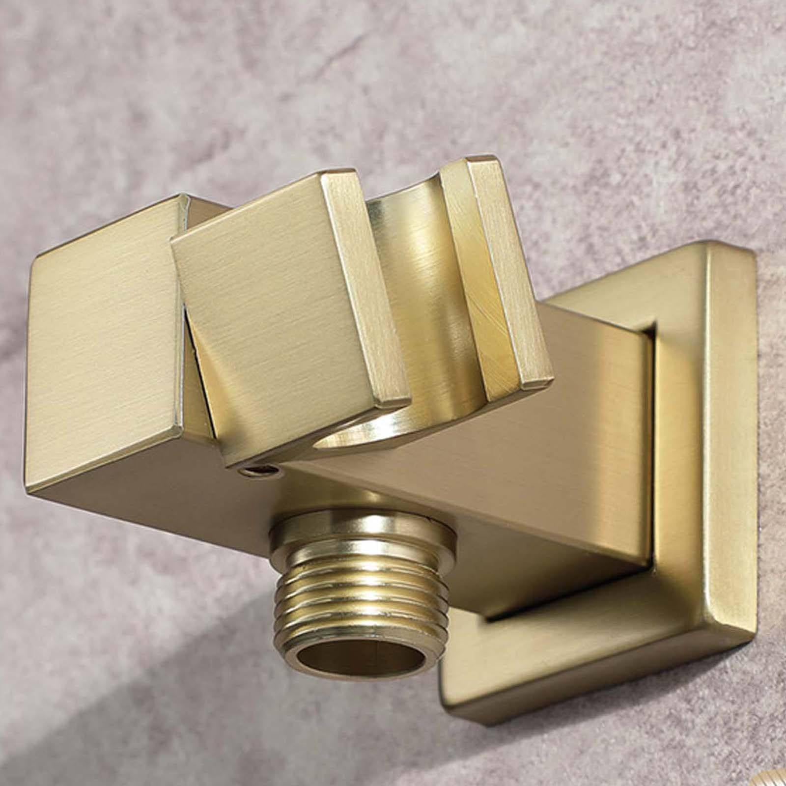 Soporte Ducha Pared Montado en La Pared Soporte Alcachofa Ducha Rotación Oro Cepillado Soporte Ducha Latón Soporte de Ducha Cuadrado Soporte para Ducha Estilo de Lujo Ligero
