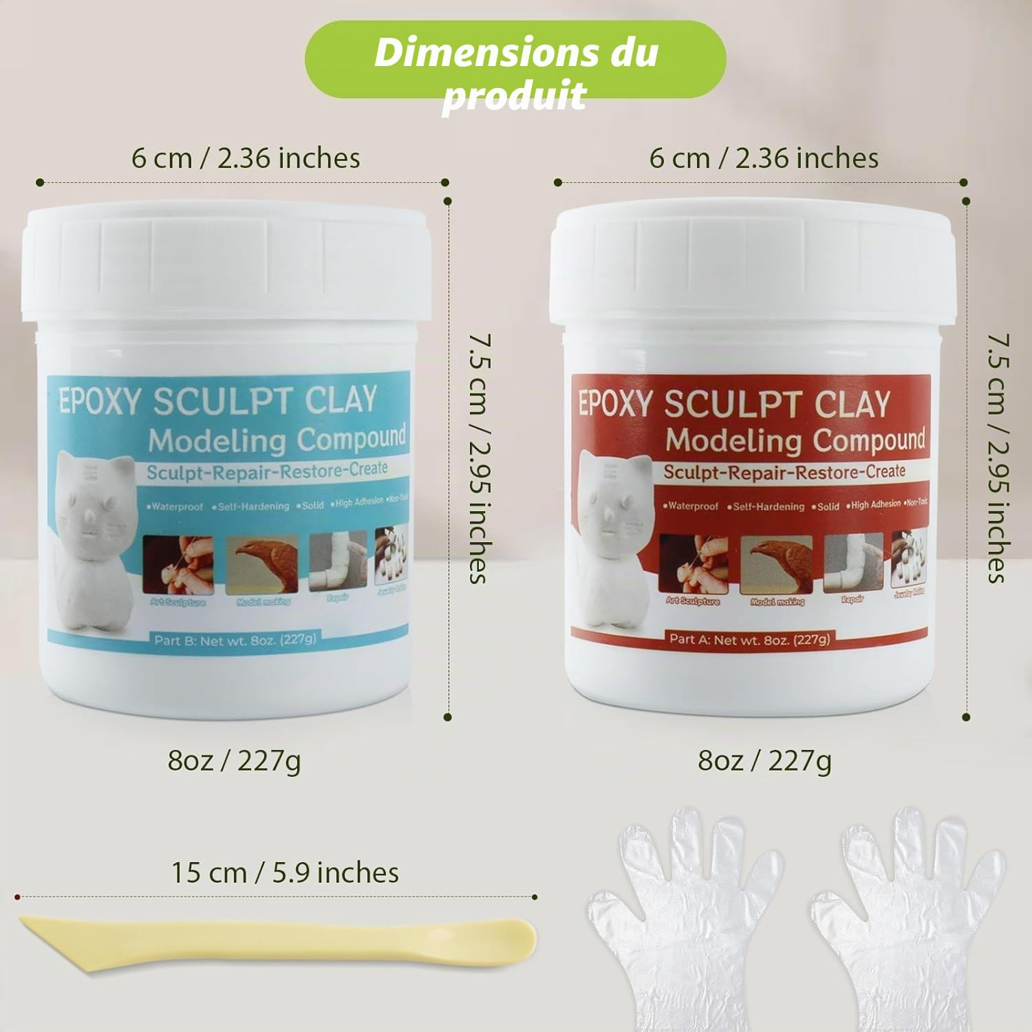 Epoxy Sculpt Pool Putty pour fuite sous l'eau, AB pâte auto-lubrifiante pour modeler, modeler, réparer, remplissage, métal, bois, carrelage, céramique blanche