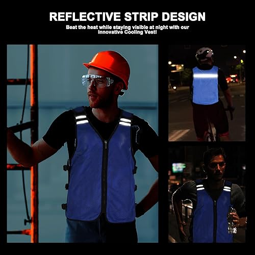 Miniatura 2 de Leetye Mei Chaleco de enfriamiento, chaleco de seguridad con 16 bolsas de hielo, paños de refrigeración para hombres y mujeres, reduciendo la