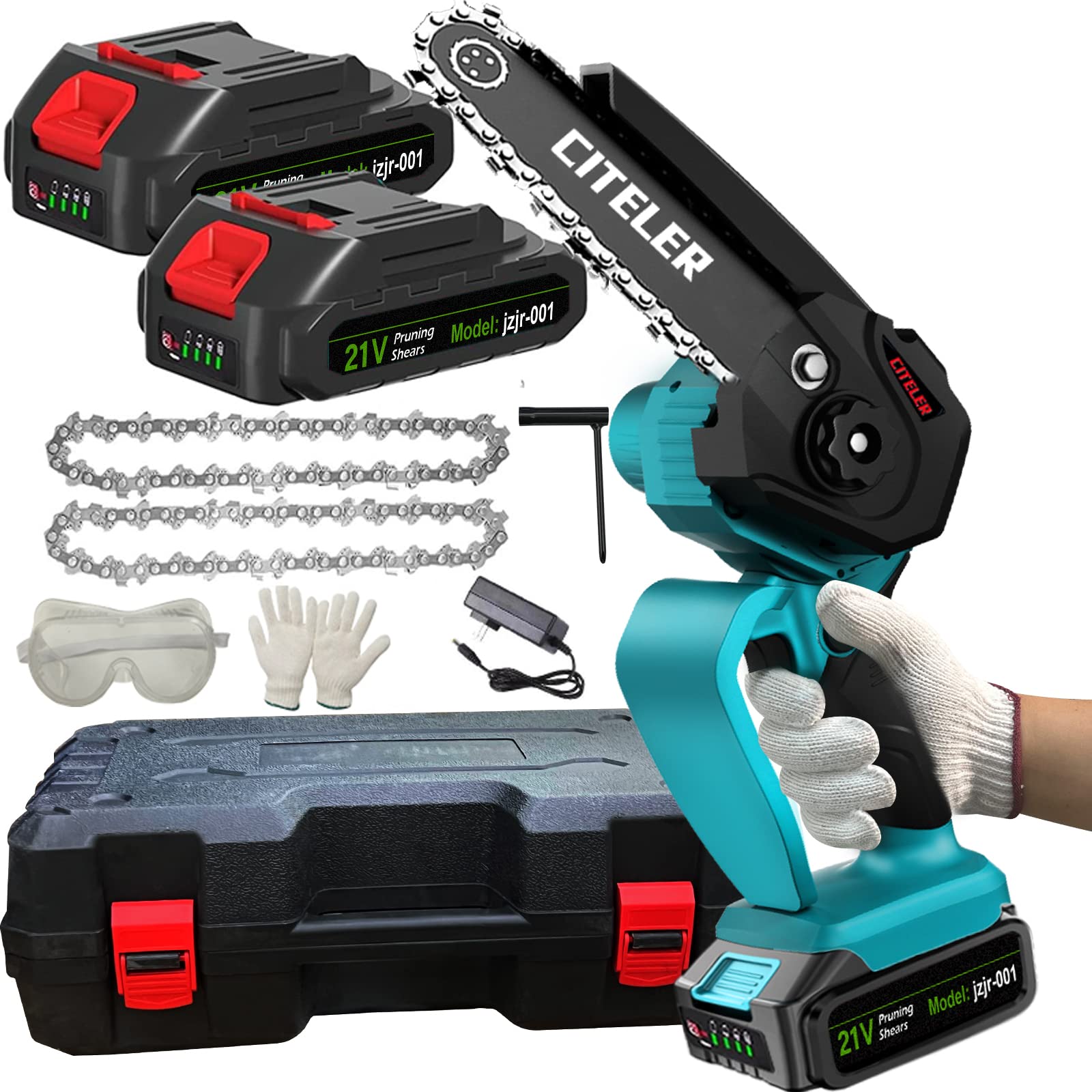 CITELERCITELER Mini Chainsaw Cordless 6 Inch, 21V Mini Electric Chainsaw with 2 Batteries, Portable Handheld Small Chainsaw for Tree Trimming Branch Wood Cutting…