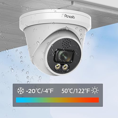 Miniatura 6 de PANOOB Cámara domo PoE para interiores y exteriores, cámara IP de seguridad con cable de 5MP con detección de vehículos humanos, audio de 2 vías,