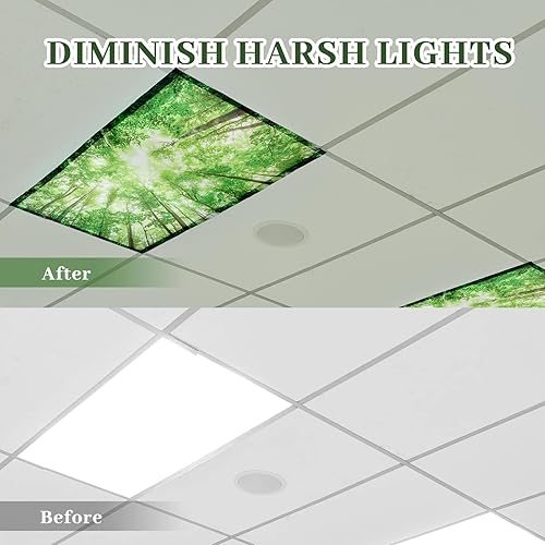 Miniatura 3 de Patelai Paquete de 8 cubiertas de luz con filtro magnético fluorescente para luces fluorescentes, cubiertas de luz de aula, para oficina, aula,