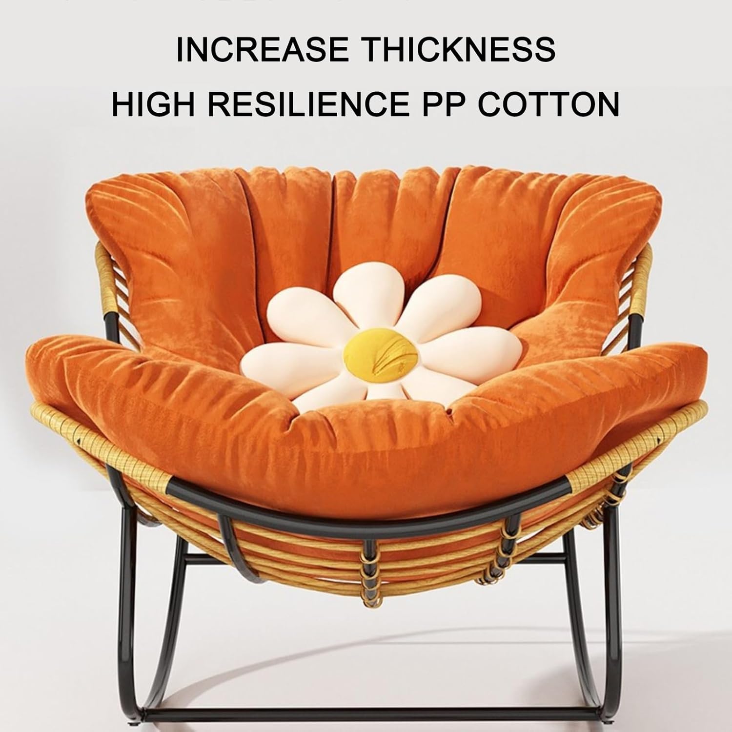 Patio Rocking Chair Indoor & Outdoor Comfy Rocker Chair with Thick Cushion Modern Lounge Chair for Front Porch Balcony Garden Lawn Living Room