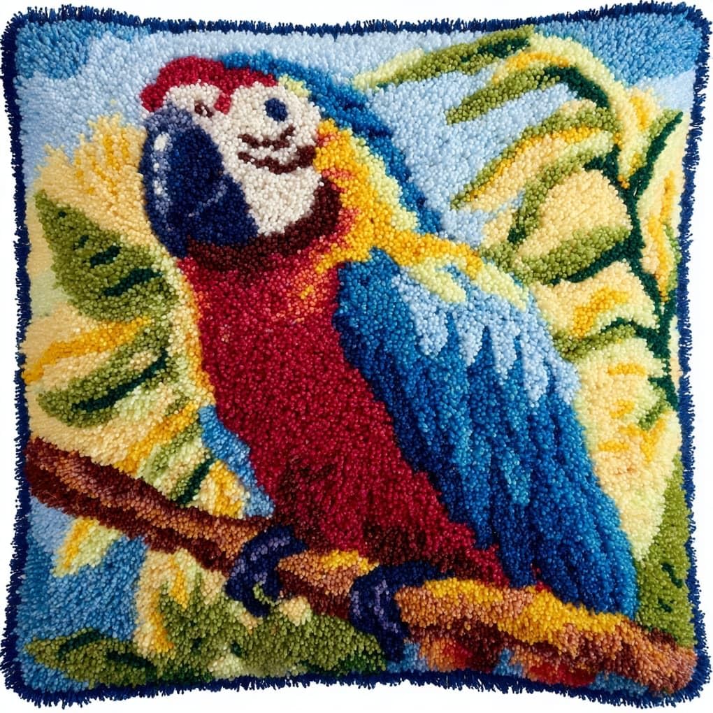 WallustrioaW Latch Hook Kit Cushion Latch Hook Kit,Parrots
