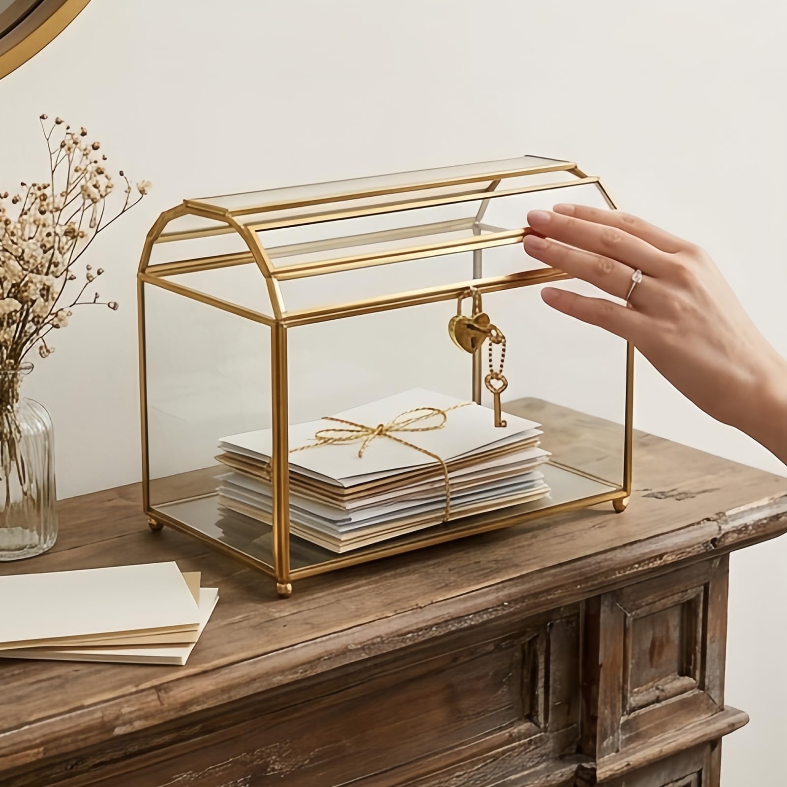 Custodia per Esposizione schede, L | Memory Box in vetro con serratura chiara organizzazione delle lettere sull ' area visualizzazione del