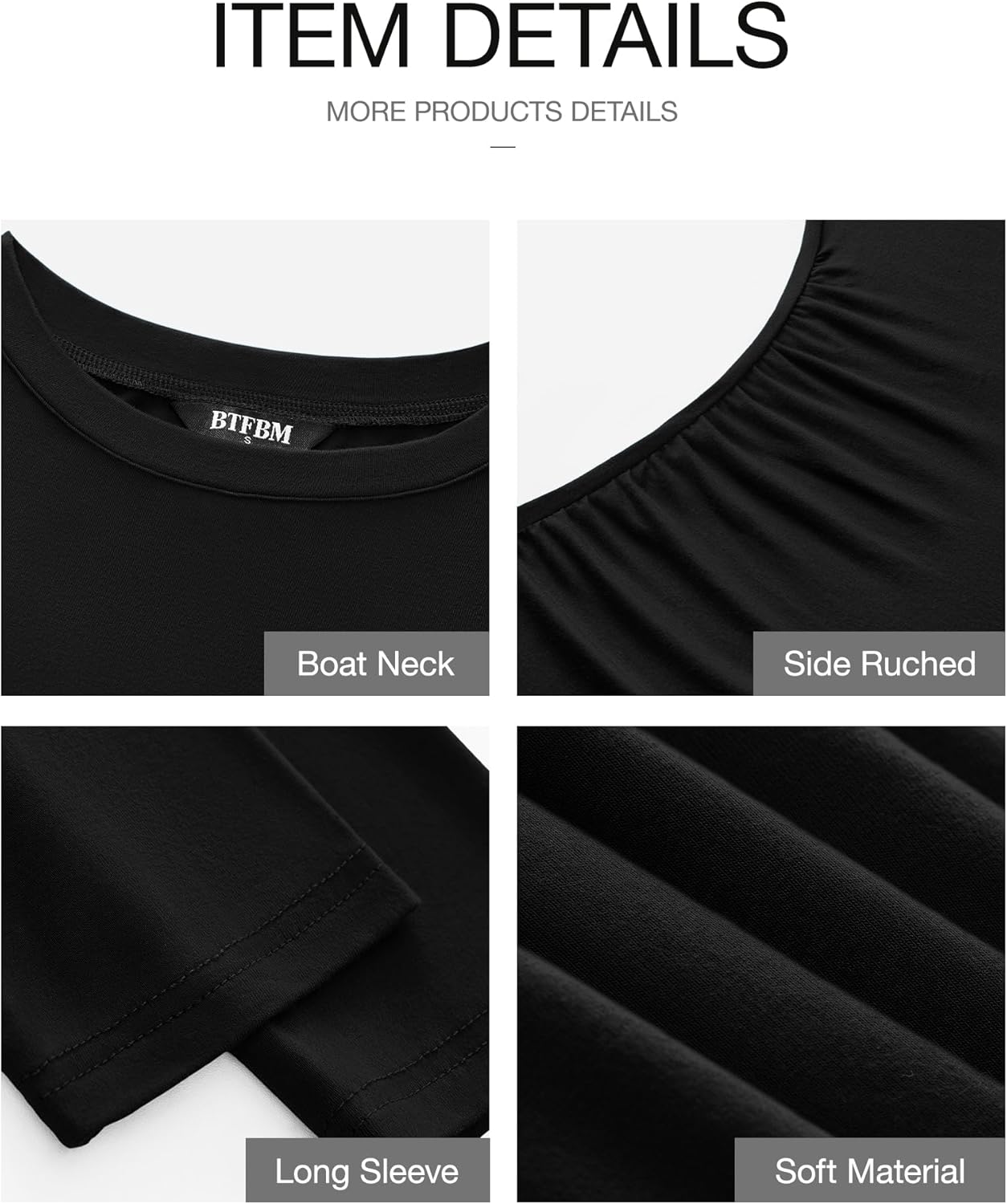 BTFBM Womens Spring Fashion 2026 Long Sleeve Boat Neck Mini Dress Slim Fit Party Club Short Tight Basic Bodycon Dresses - Image 6