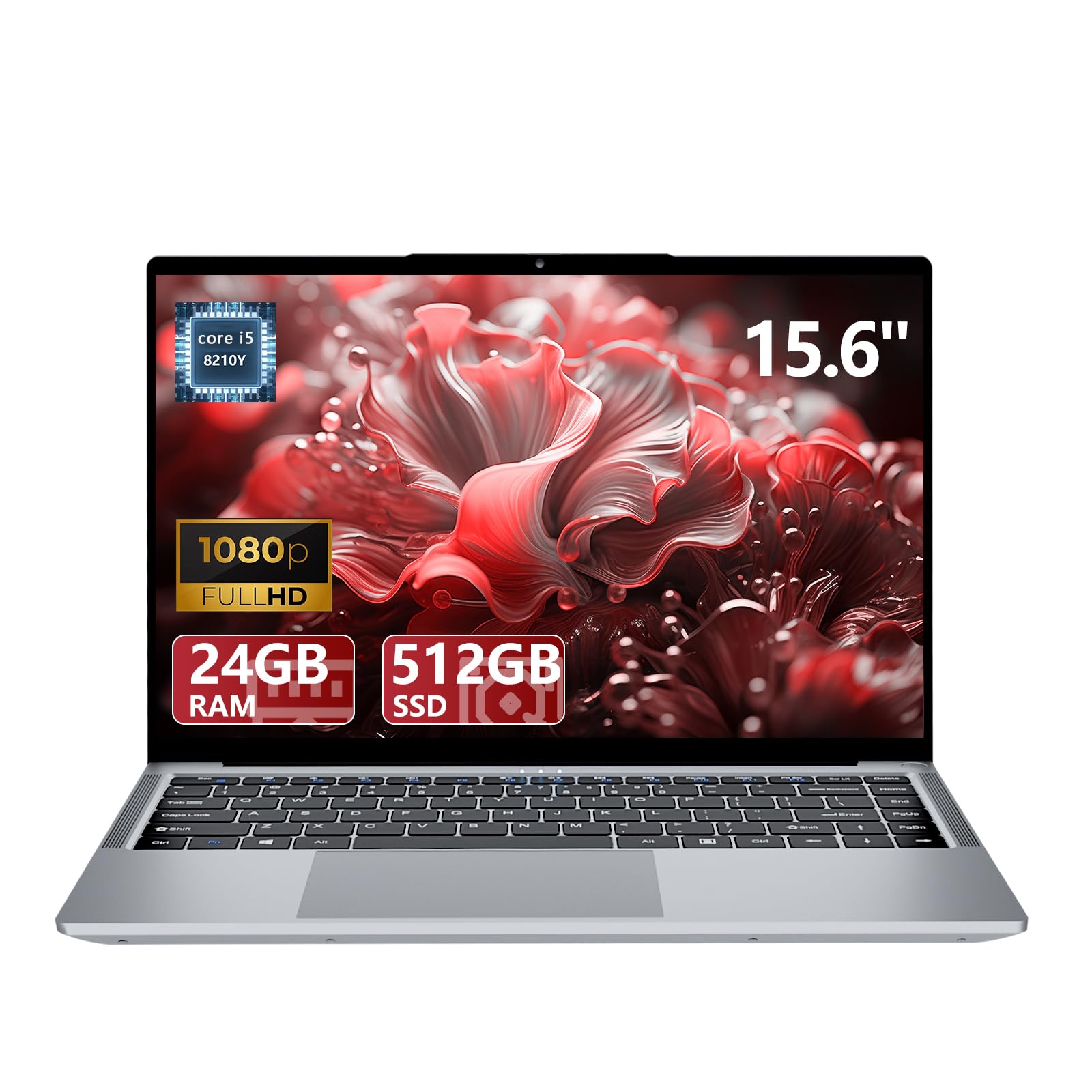 Tunhail Ordenador portatil 15.6", Core i5 hasta 3.6GHz, PC Portátil 24GB RAM 512GB SSD, Win 11 Laptop, Pantalla IPS FHD 1920x120,Type-C, USB3.0, HDMI, BT5, WIFi5, para Estudio y Trabajo