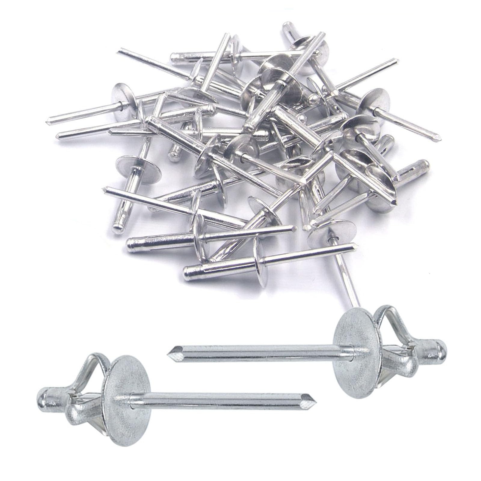 50 Pieces 3-Fold Exploding Pop Rivets, 3.2mm 4.0mm 4.8mm 6.0mm Aluminum Large Flange Expansion Rivets for Industry, Construction, Metal, Automotive, Furniture(4.0X14mm)