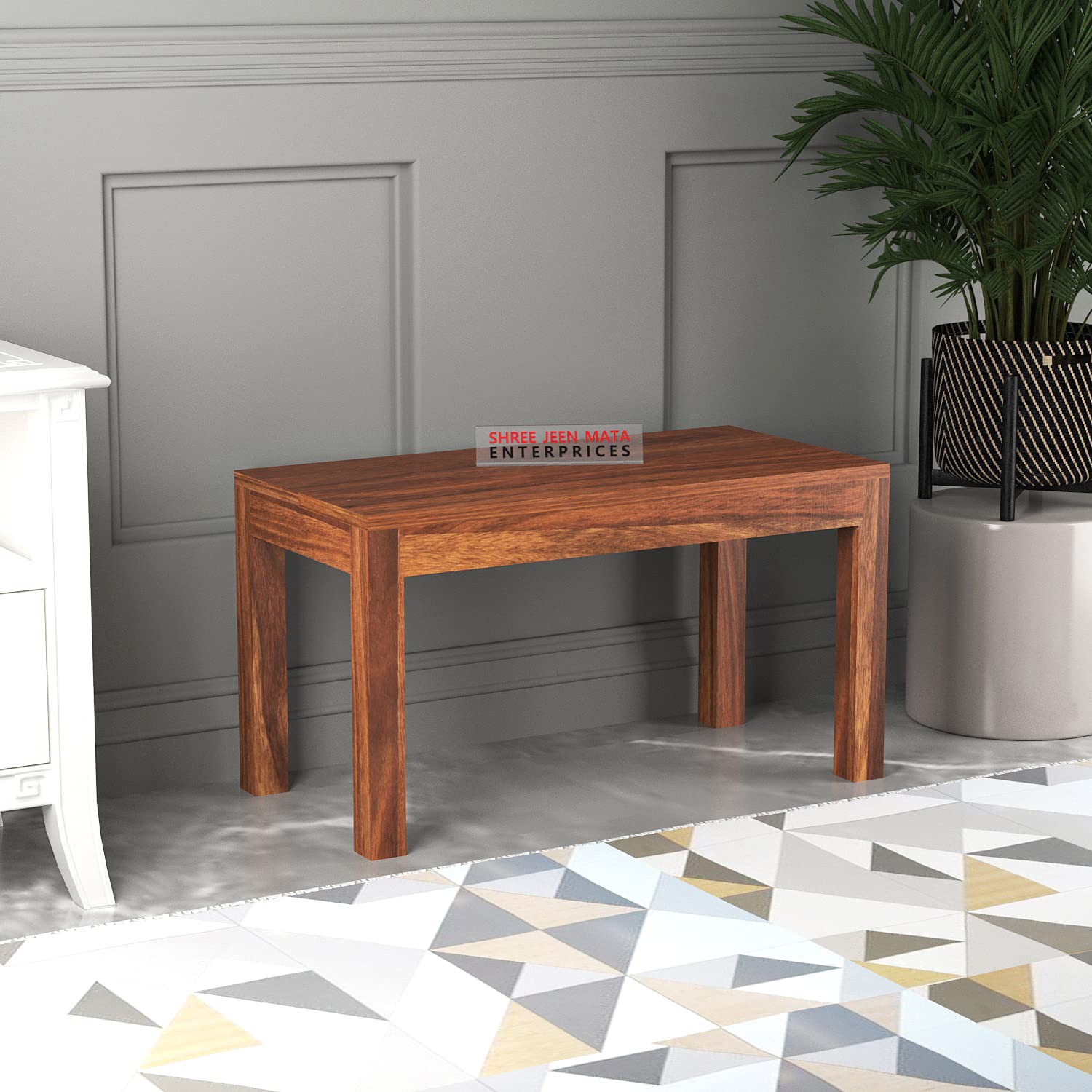 Sheesham Wooden Bench for Living Room - Dining Bench for Sitting | 2 Seter Benches for Home Indoor/Outdoor Table for Balcony Wooden Center Table (Design 3)-image-31