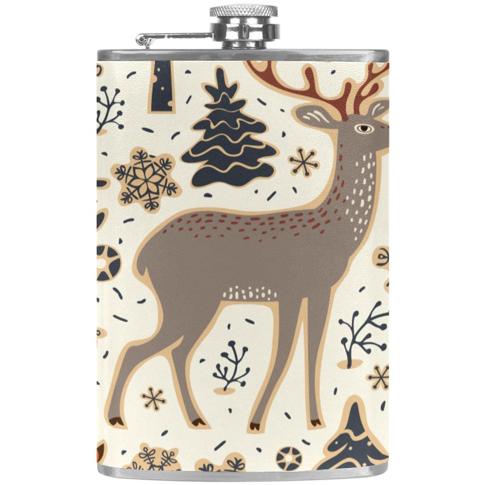 Flasque pour liqueur en acier robuste illustrée d'un renard et oiseau pour les connaisseurs