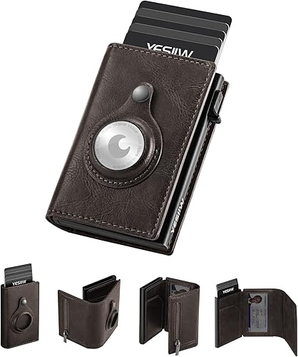 YESIIW Billetera Airtag para hombre con clip para dinero, K4- Café (soporte AirTag)