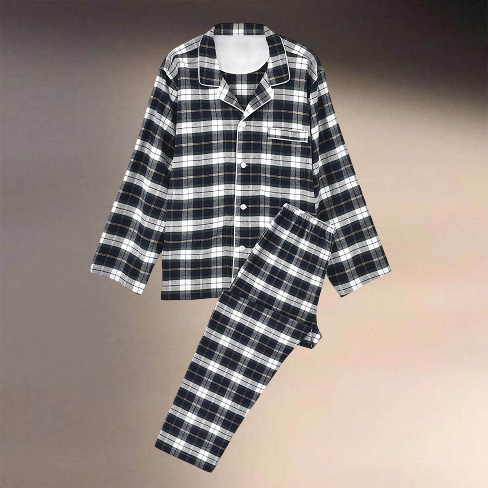 Pigiama Uomo Quadri Invernale Tessuto Caldo Casual | Completo Casa Uomo Invernale, Design Classico a Quadri, Caldo e Confortevole per Riposo Quotidiano