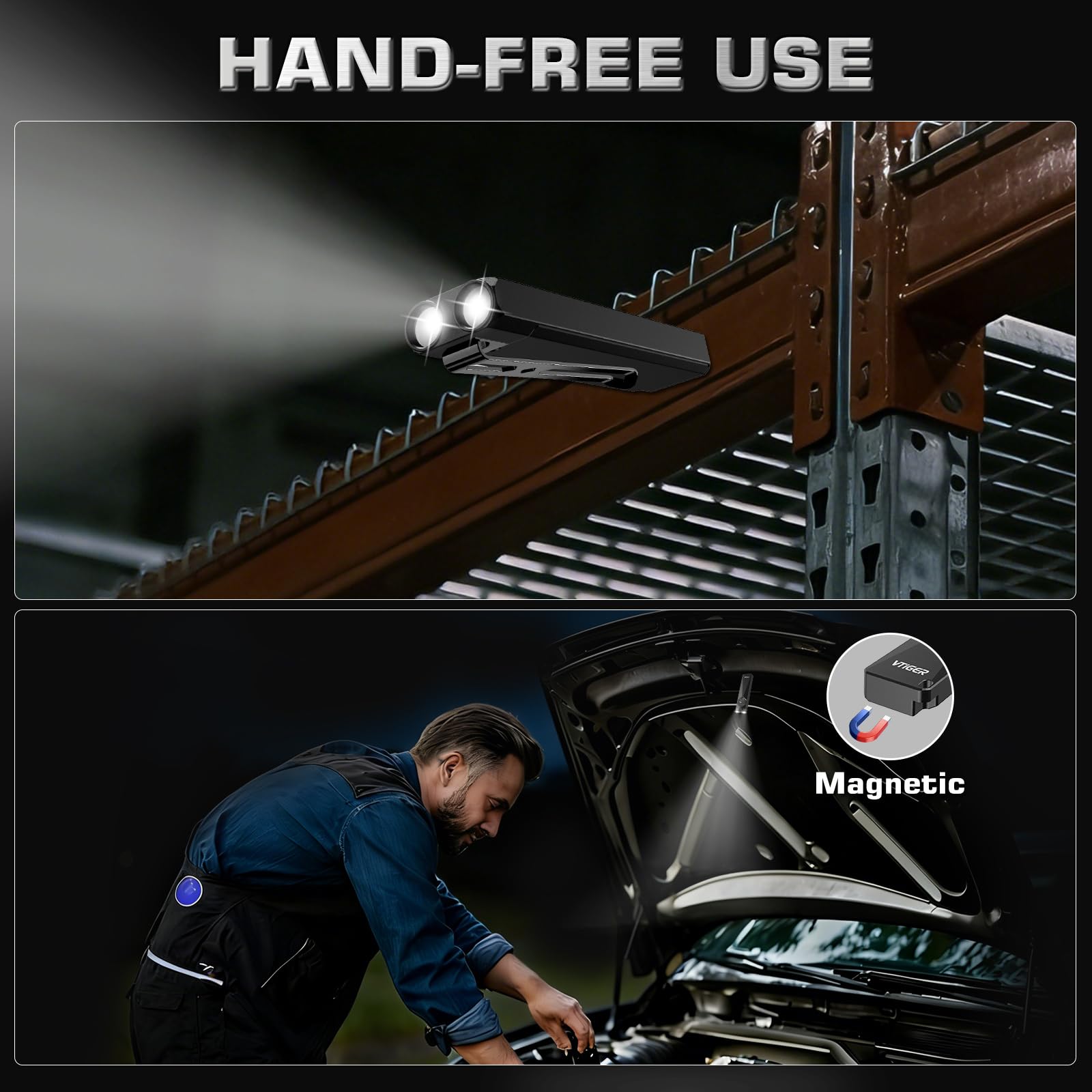 VTIGER Linterna de bolsillo delgada EDC S2 con luz negra UV de 365 nm, 1600 lúmenes, súper brillante, portátil, plana, pequeña, linterna LED recargable con imán para exteriores, emergencias, trabajo