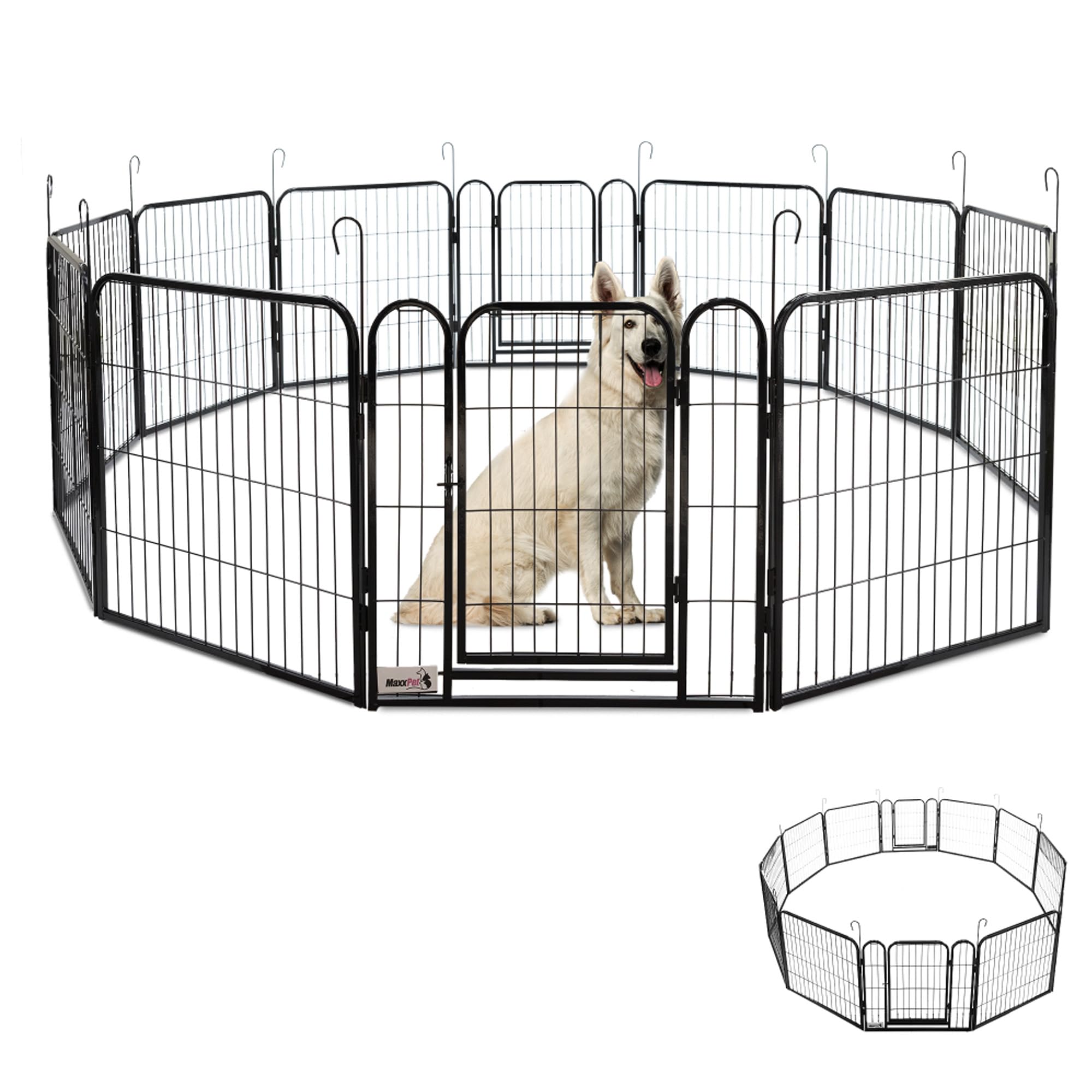 MaxxPet Parque para Cachorros - Banco para Perros - Parque para Cachorros - Parque para Cachorros con 12 Paneles - Acero - 60 x 60 cm
