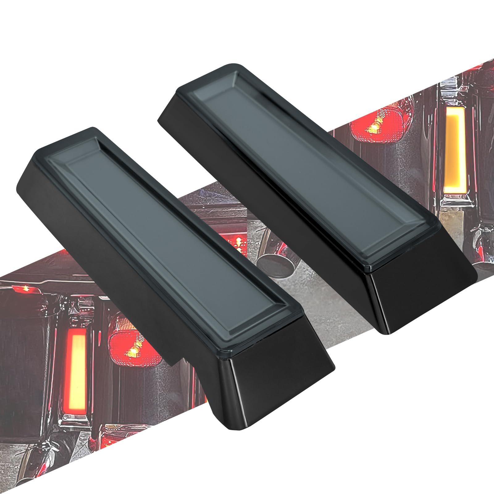 HCmotorku Motorcycle Rear Fender Saddlebag Side LED Light Turn Signals Running Brake Light Fit for Harley Touring Electra Glide Ultra Limited Road King Road Glide 2014-2023 Black&Grey