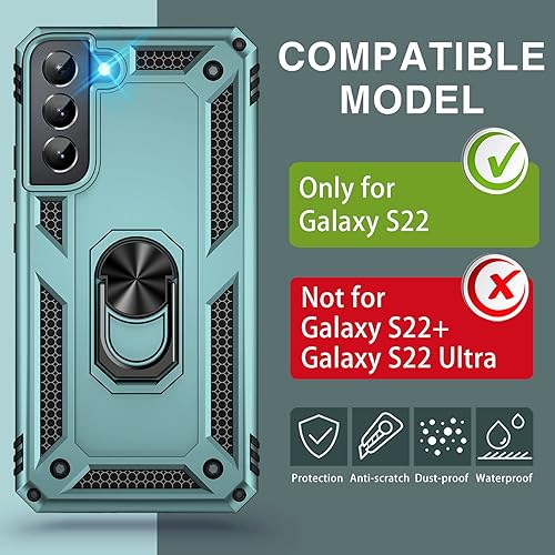 Miniatura 8 de Vaki Funda para Samsung Galaxy S22 5G con protector de pantalla integrado de grado militar, cubierta dura y resistente, funda resistente para Galaxy