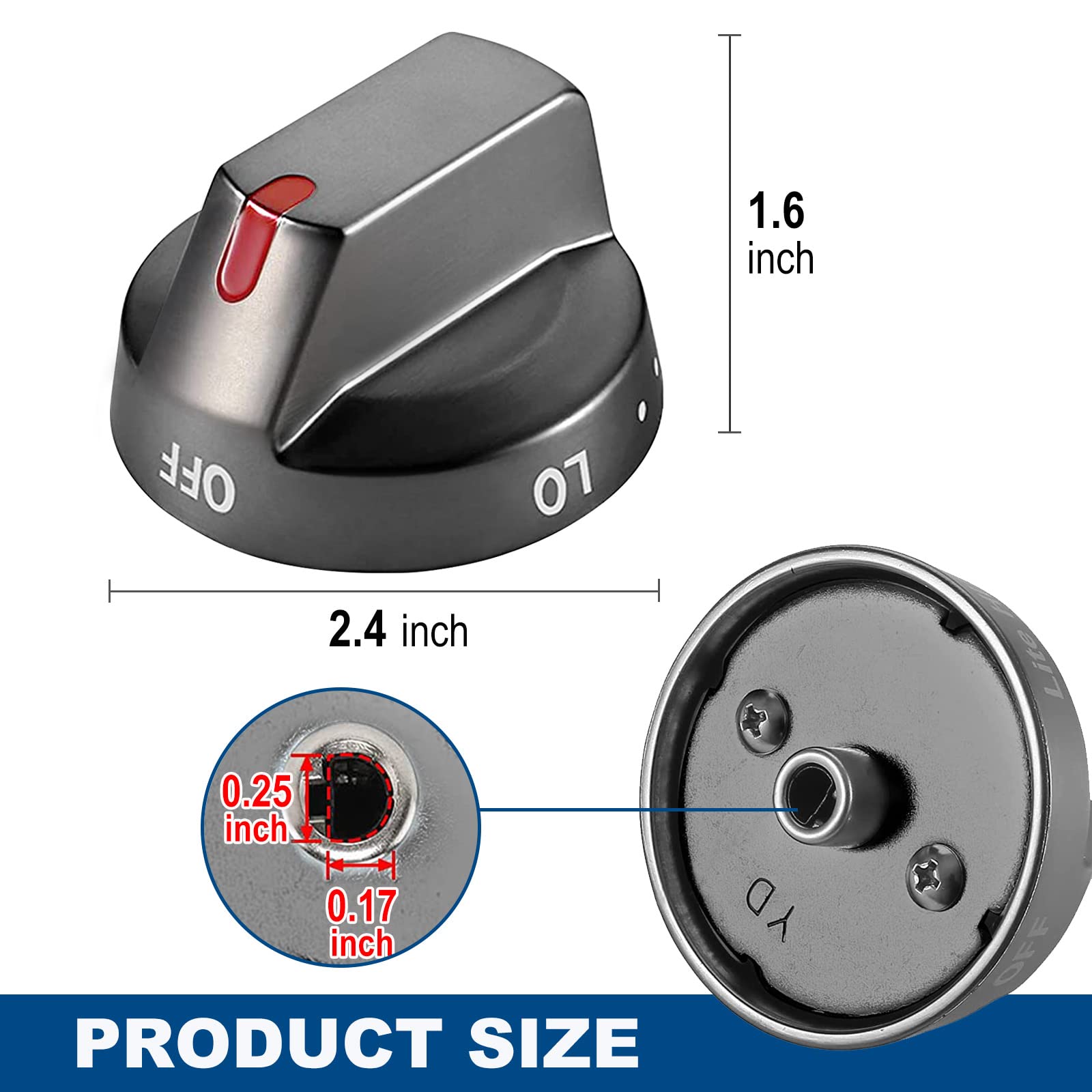 Upgraded DG64-00473B Stove Oven Knobs Top Burner Control Dial Knob Replacement Parts Fit for Samsung Range Oven NX58M6850SG, NX58J7750SG, NX58J5600SG, NX58K7850SG, 5 Pack