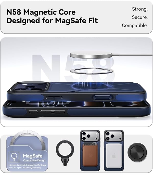 Peerock X Fold Stand for iPhone 17 Pro Max Case Compatible with MagSafe [Nano TechWoven] [16FT Military Grade Protection] Shockproof Anti-Slip, Slim for 17 Pro Max Case with Stand 6.9" - Blue by Peerock - Used condition - Image 3