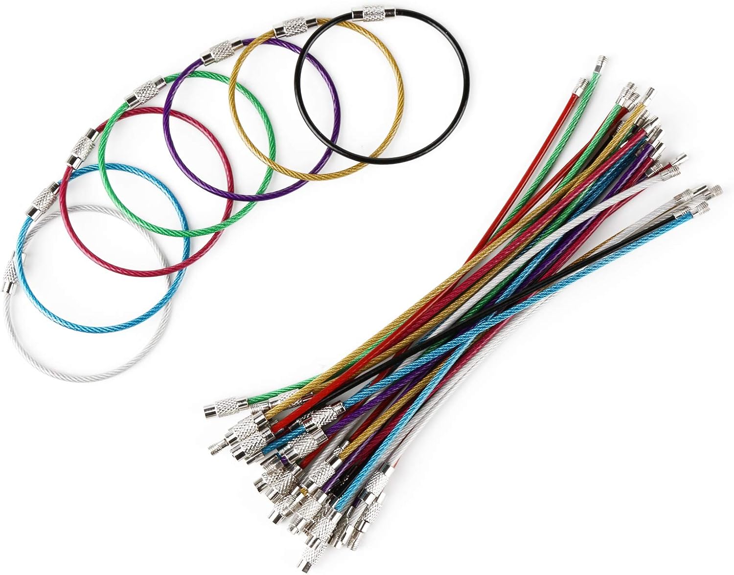 Wire Keychain Cable Wire Keychains, 32pcs 2mm Stainless Steel Key Ring