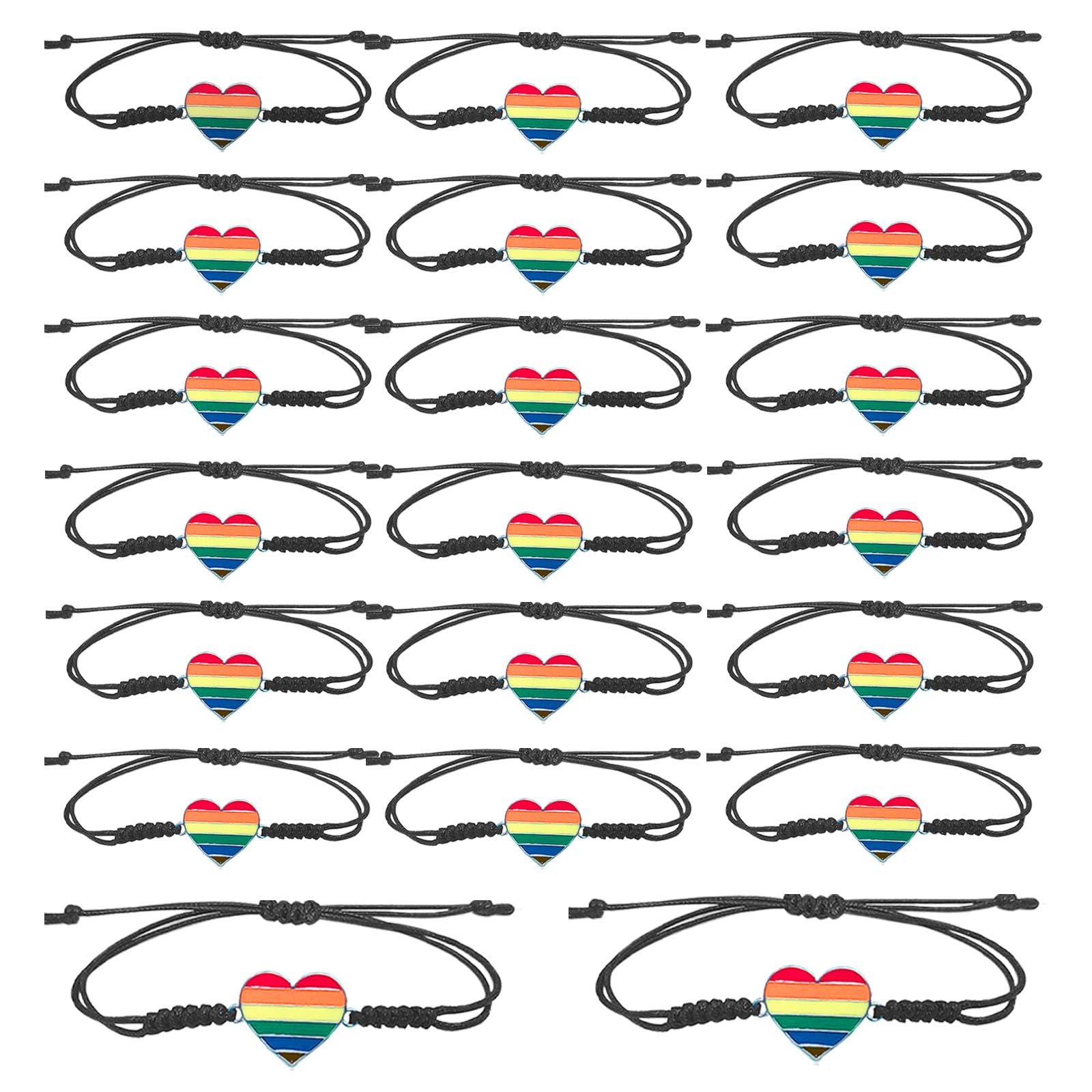 NIANNIAN Pride Bracelet 20Pcs LGBTQ Rainbow Bracelets Lgbtq Gift Heart Braided Wristband for Men Women Gay Pride Friendshi...