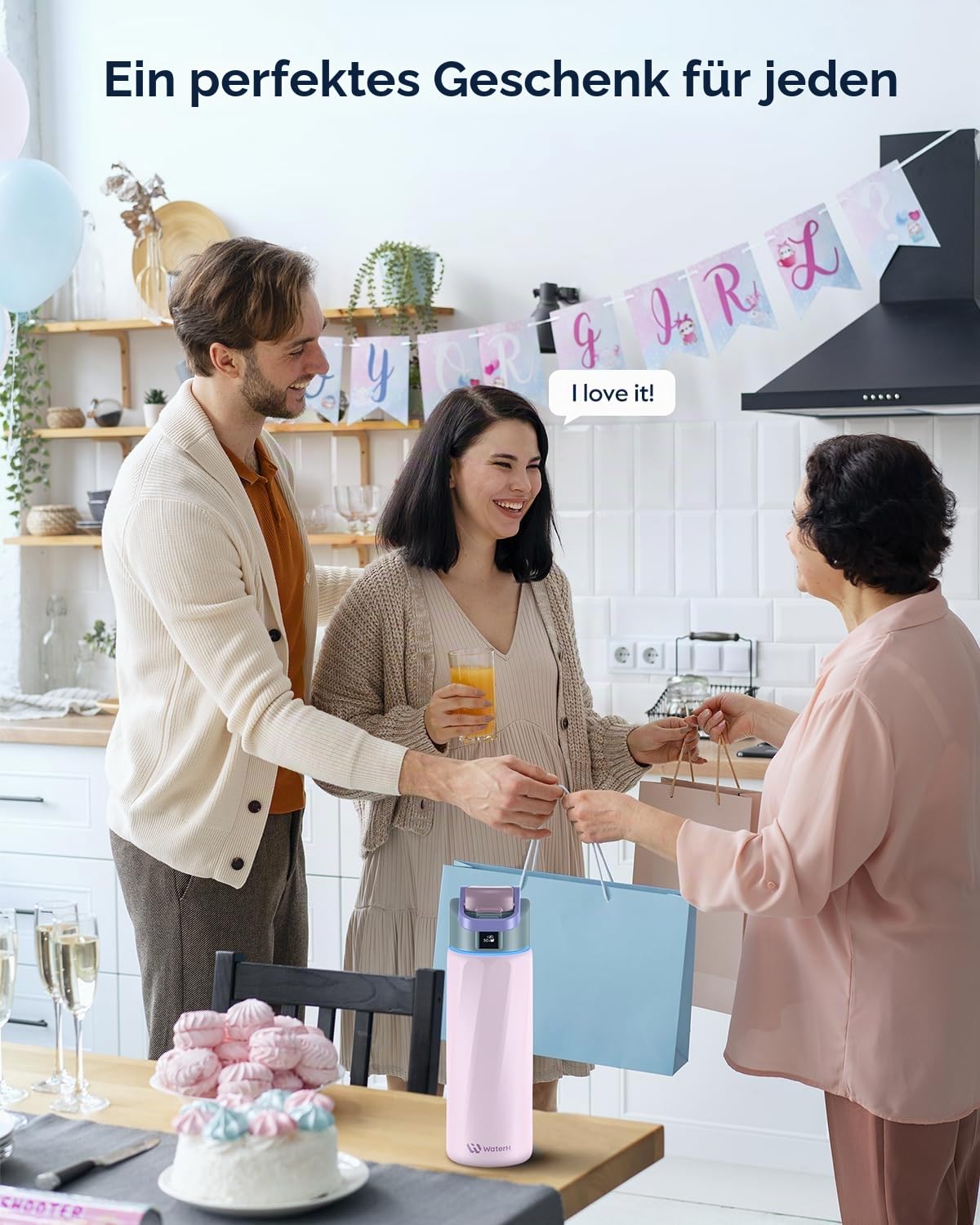 WATERH Boost Smart-Wasserflasche mit Erinnerung, Wasser zu trinken, 710 ml, BPA-freie Edelstahl-Vakuum-isolierte Wasserflasche