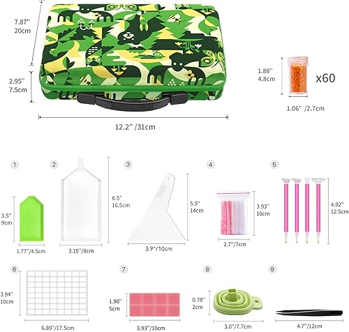 Miniatura 5 de ARTDOT - Contenedor de almacenamiento de 60 ranuras para kits de arte con diamantes para adultos, caja de almacenamiento portátil de pintura con