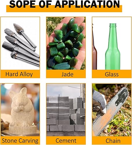 Miniatura 7 de Afilador de motosierra de diamante de 732 pulgadas (0.217 in), 6 piezas, piedras de afilar motosierra de diamante para joyería de madera eléctrica