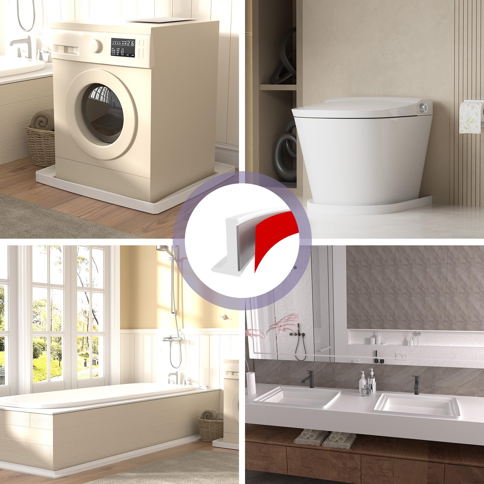 BBTISG Lot De 2 Protections Anti-éclaboussures Autocollantes Pour Baignoire, Transparent Protection Anti Eclaboussure Baignoire Pour Garder L'eau Dans La Douche Ou La Baignoire