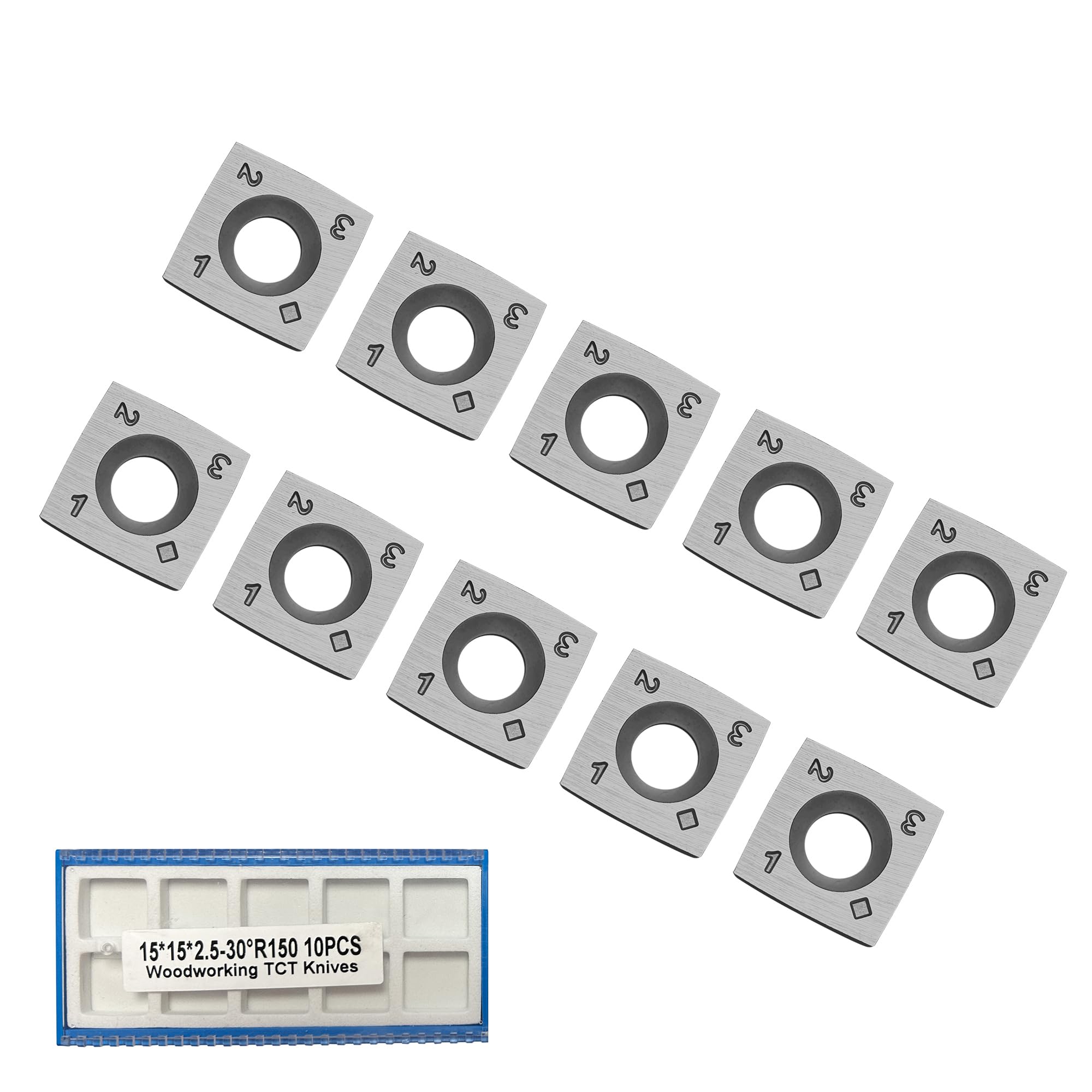 FOXBC 15x15x2.5mm R150 Carbide Inserts Knife for Planer Helical Cutterhead and Wood Woodturning Tool - 10 Pack