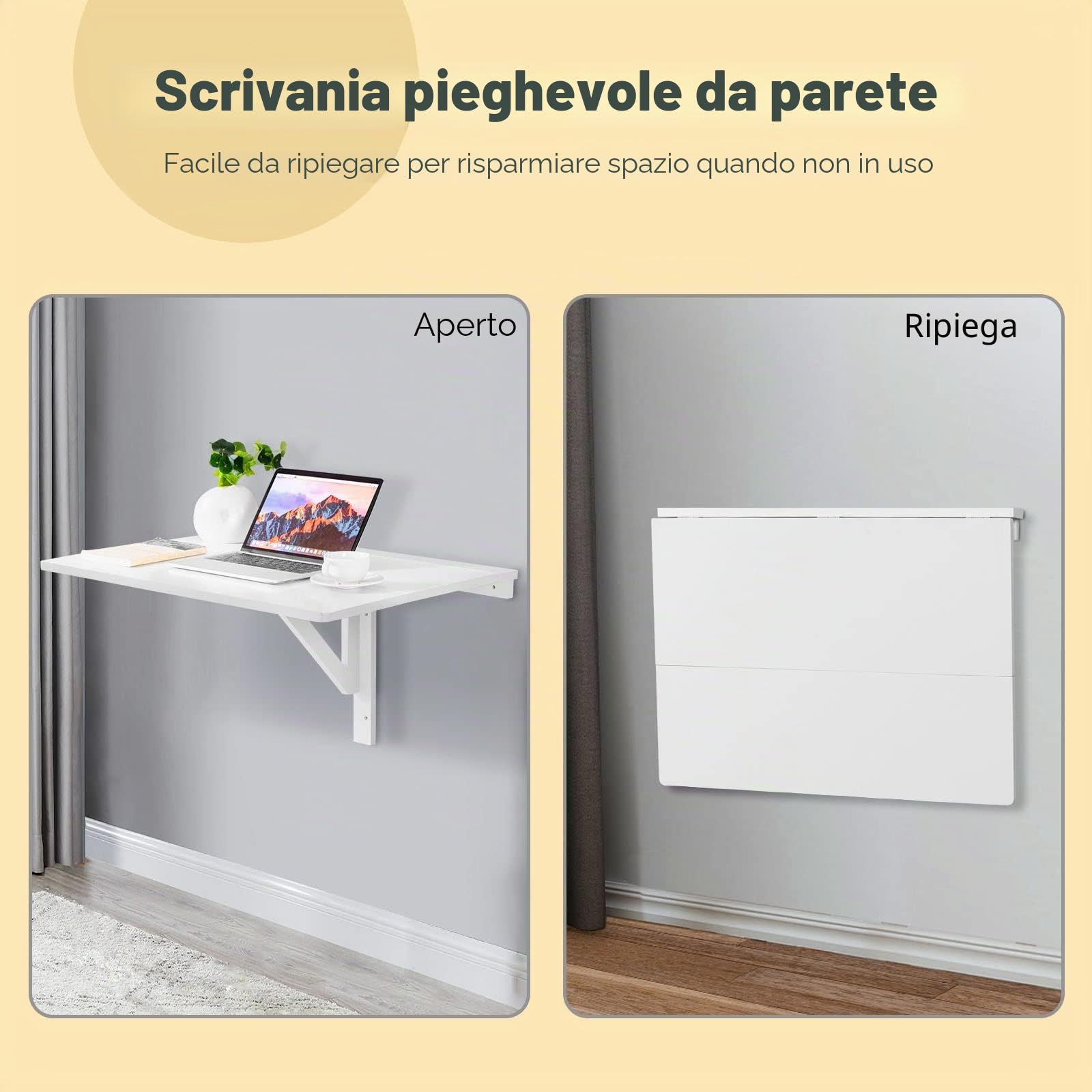 LIFEZEAL Scrivania Pieghevole da Parete (bianco)