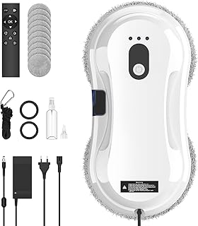 Fensterputzroboter, 5600Pa Elektrischer Fensterputzer Ultra-Dünn (7,5cm) mit Wassersprühfunktion, Fensterroboter mit Intelligenter Navigation, 3 Modi, Absturzsicherung, Fernbedienung & 10 Tücher