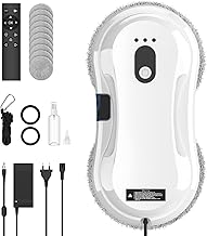 Robot Window Cleaner, 5600Pa Ultra-Thin Automatic Window Cleaner (7.5 cm) with Sprayer, Smart Navigation, 3 Modes, UPS Protection, Remote Control and 10 Cloths, for Glass and Tiles