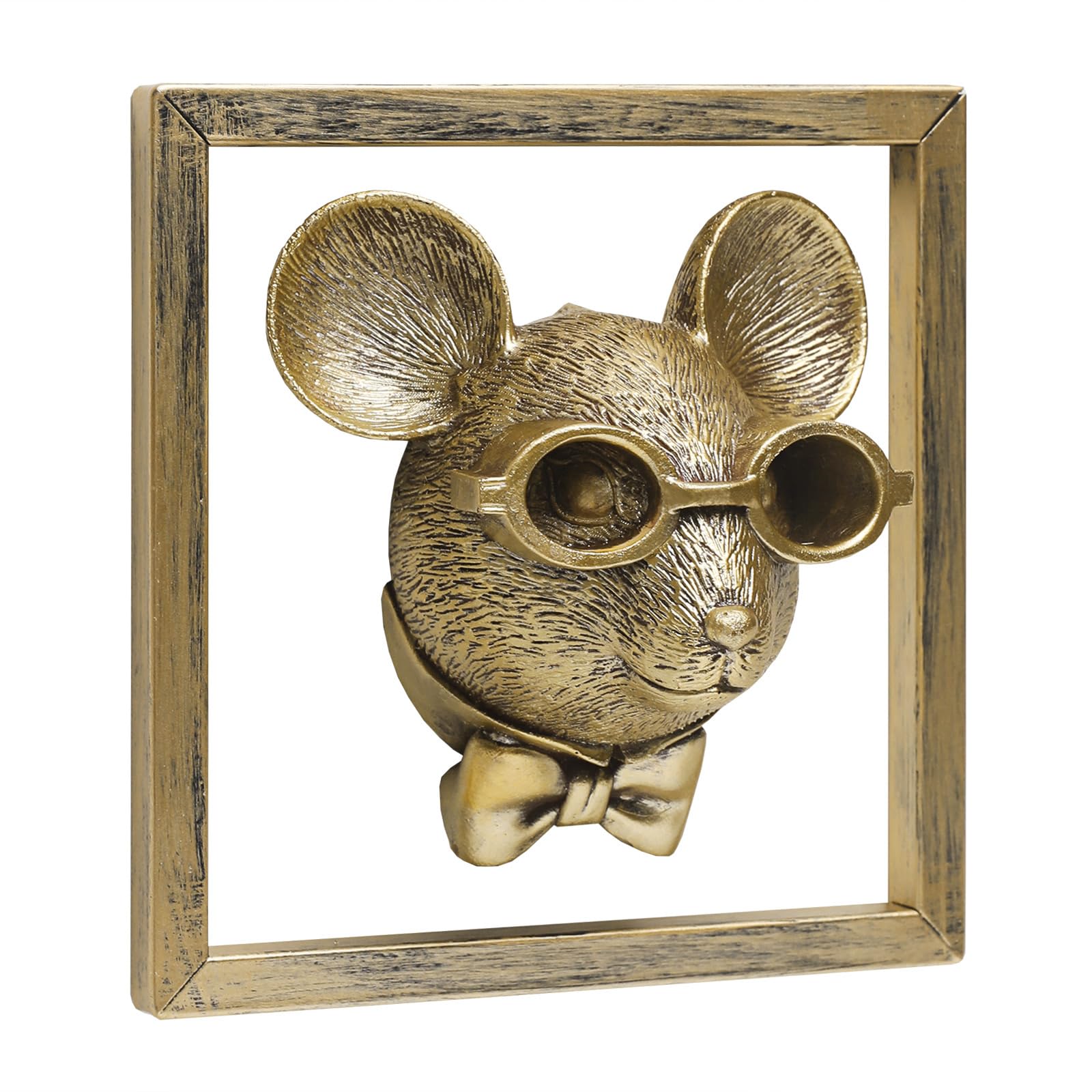 Newinhome Animal Heads Wall Decoration (Gift Metal Frame) Resin Animals Sculptures Head Wall Hanging Decor Gold vintage Wall Sculpture for Living Room