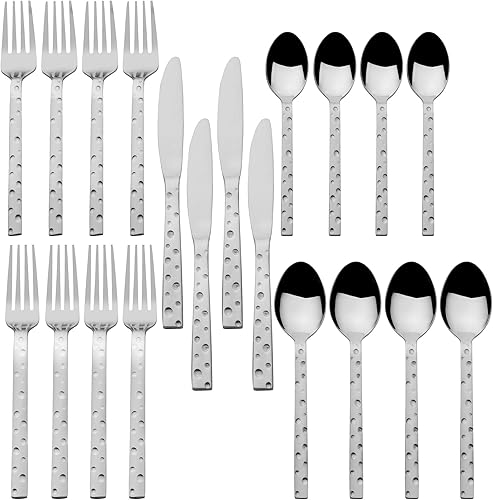 Miniatura 3 de Towle Living Feta - Juego de cubiertos forjados de 20 piezas, acero inoxidable para 4, incluye cuchillos, tenedores, cucharas y cucharaditas,