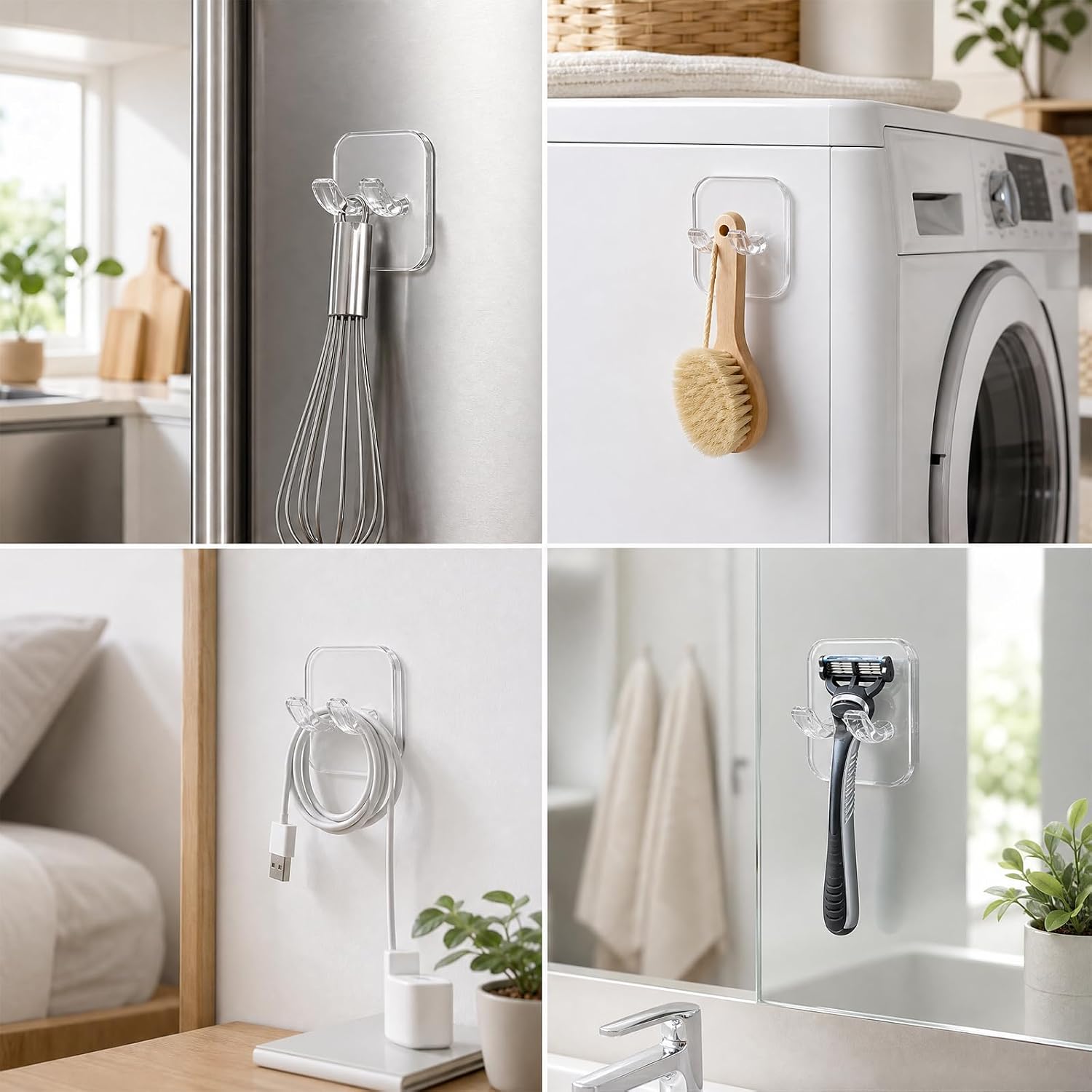 2Pcs Self-Adhesive Razor Holder for Shower, Clear No-Drill Adhesive Hooks image 5