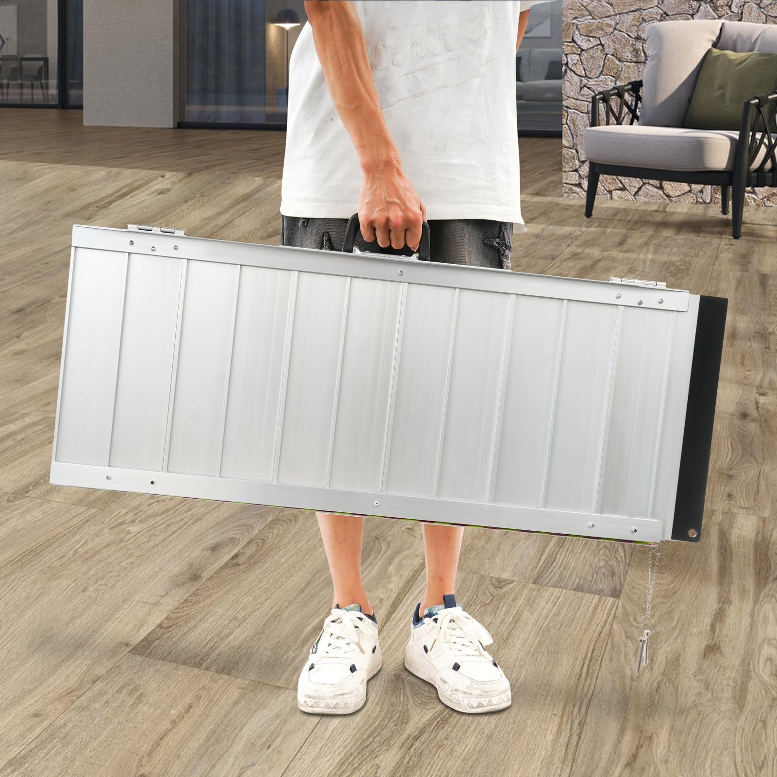 Rampa per sedia a rotelle, 3 m, portatile, in alluminio, capacità di carica, antiscivolo, in alluminio, capacità di carico 272 kg, per scale, gradini, porte, ingressi