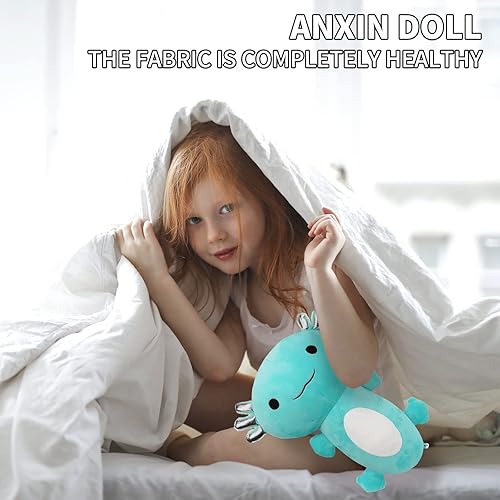 Miniatura 7 de Axolotl - Juguetes de peluche de 15 pulgadas, suave, lindo, animal, almohada, regalo de cumpleaños para niños, decoración del hogar (azul)
